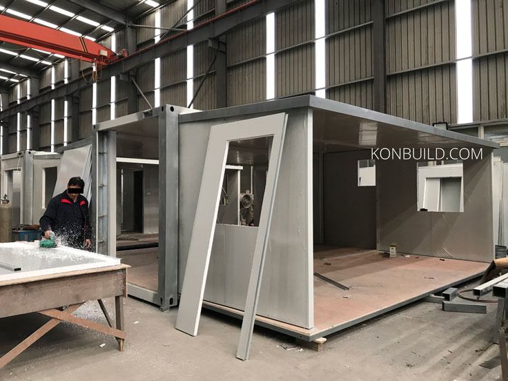 Container homes under construction.