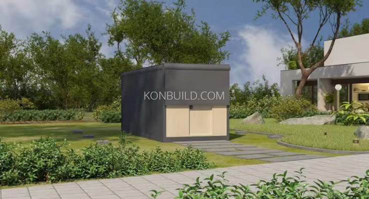 Expandable container home in it's closed position.