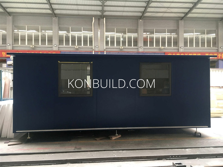 Side view of a shipping container home.