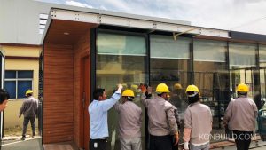 A prefab resort building almost complete.