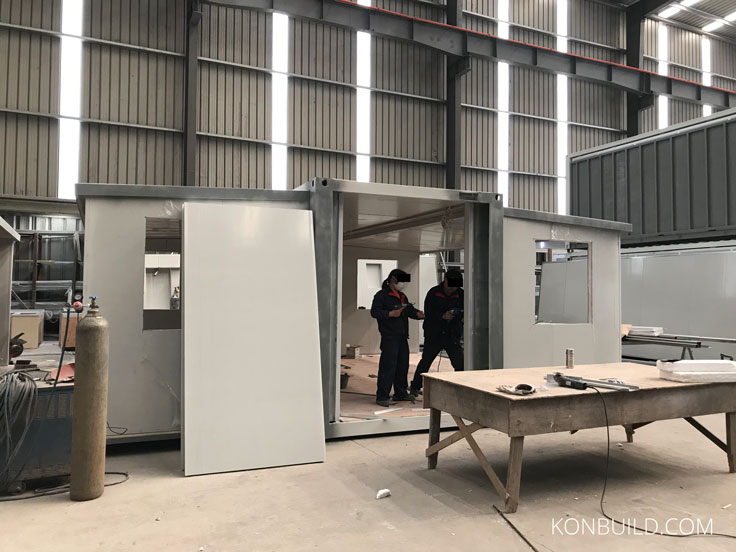 Container homes being made.