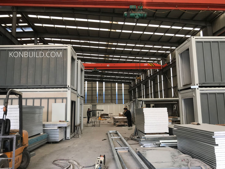 Container homes under construction.