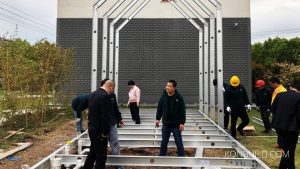 An aluminium prefabricated resort building under construction. Each component is pre-fabricated in a factory setting to maintain quality and consistency.