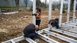 An alumnium modular resort building under construction in mainland China. These are also available to be shipped worldwide.